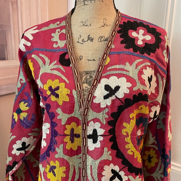 Uzbek chapan Handmade Embroidered Uzbekistan SUZANI Antique Caftan dress Vintag - Picture 6 of 9